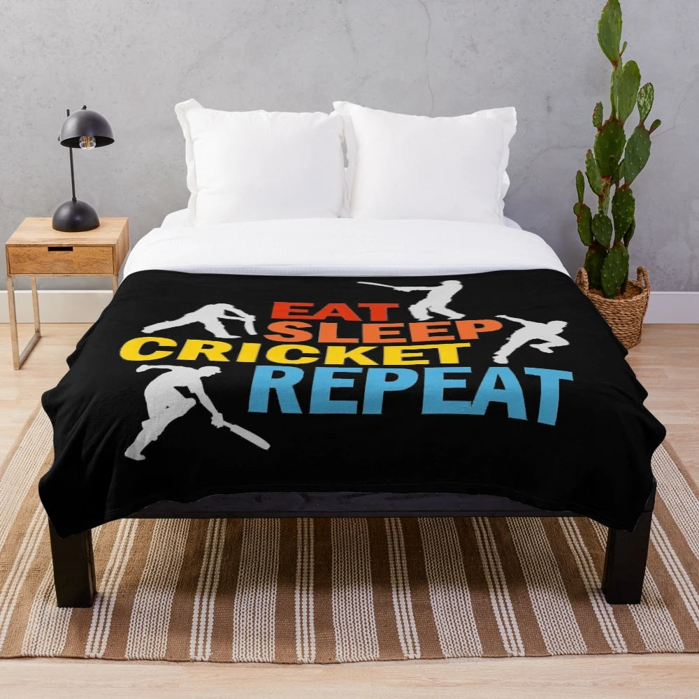 Plush cricket-themed blanket for cricket enthusiasts