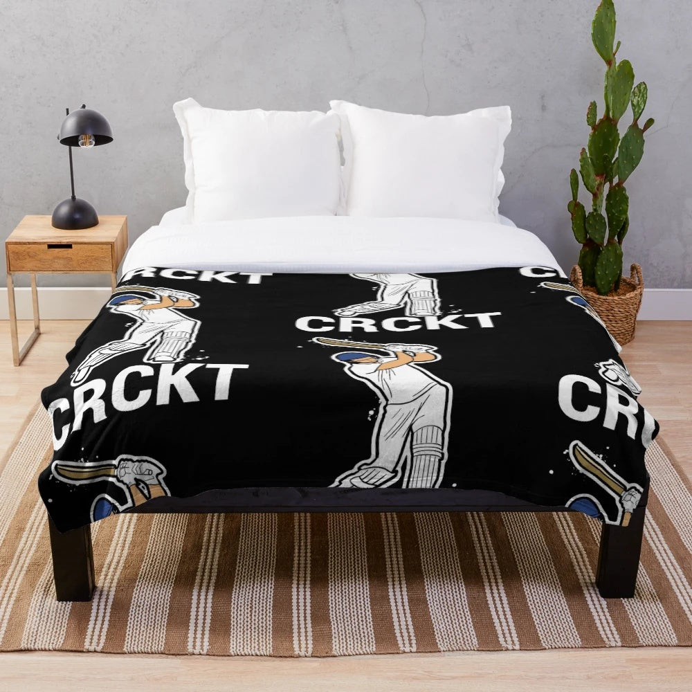Cricket plush blanket with cricket player design