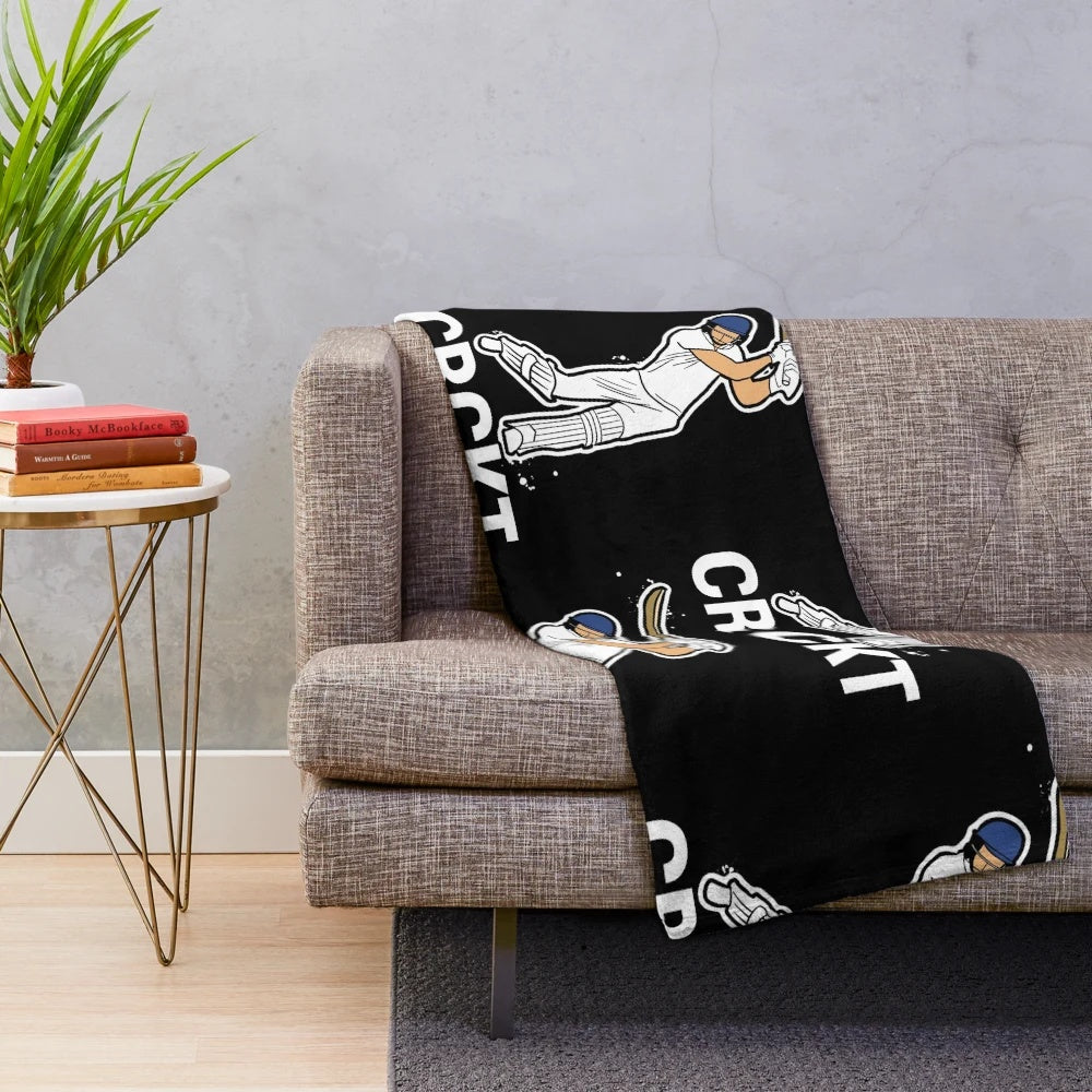 Cricket plush blanket with cricket player design