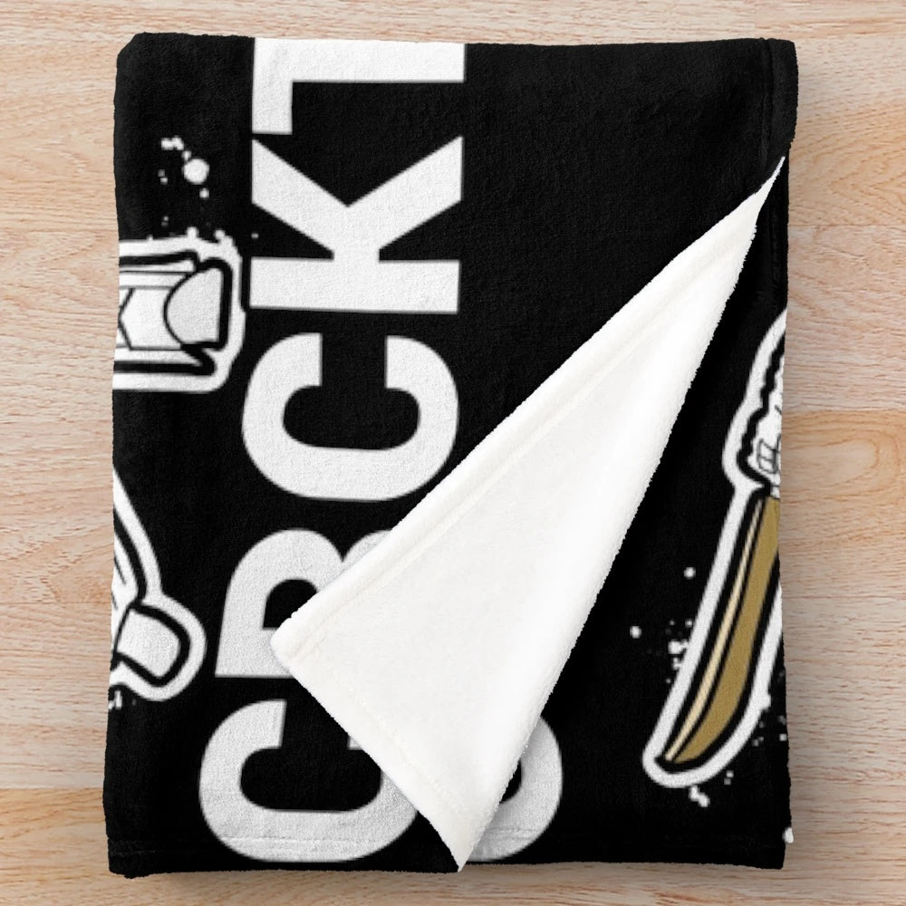 Cricket plush blanket with cricket player design