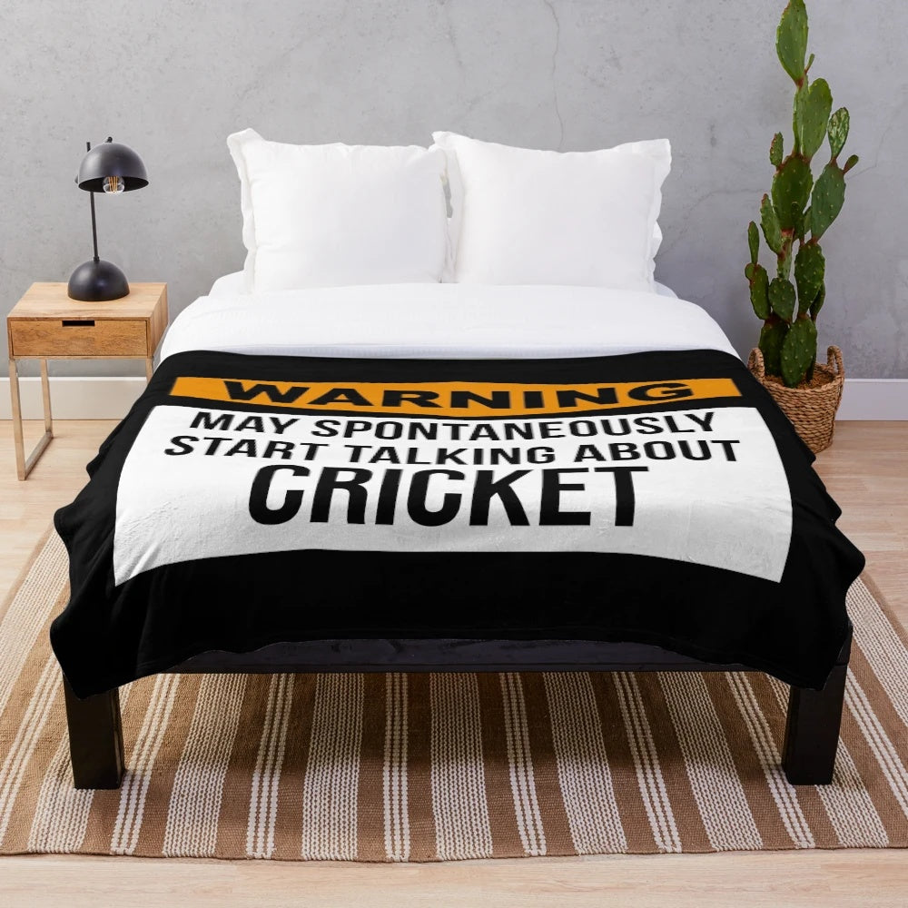 Cricket-themed plush blanket for sports fans