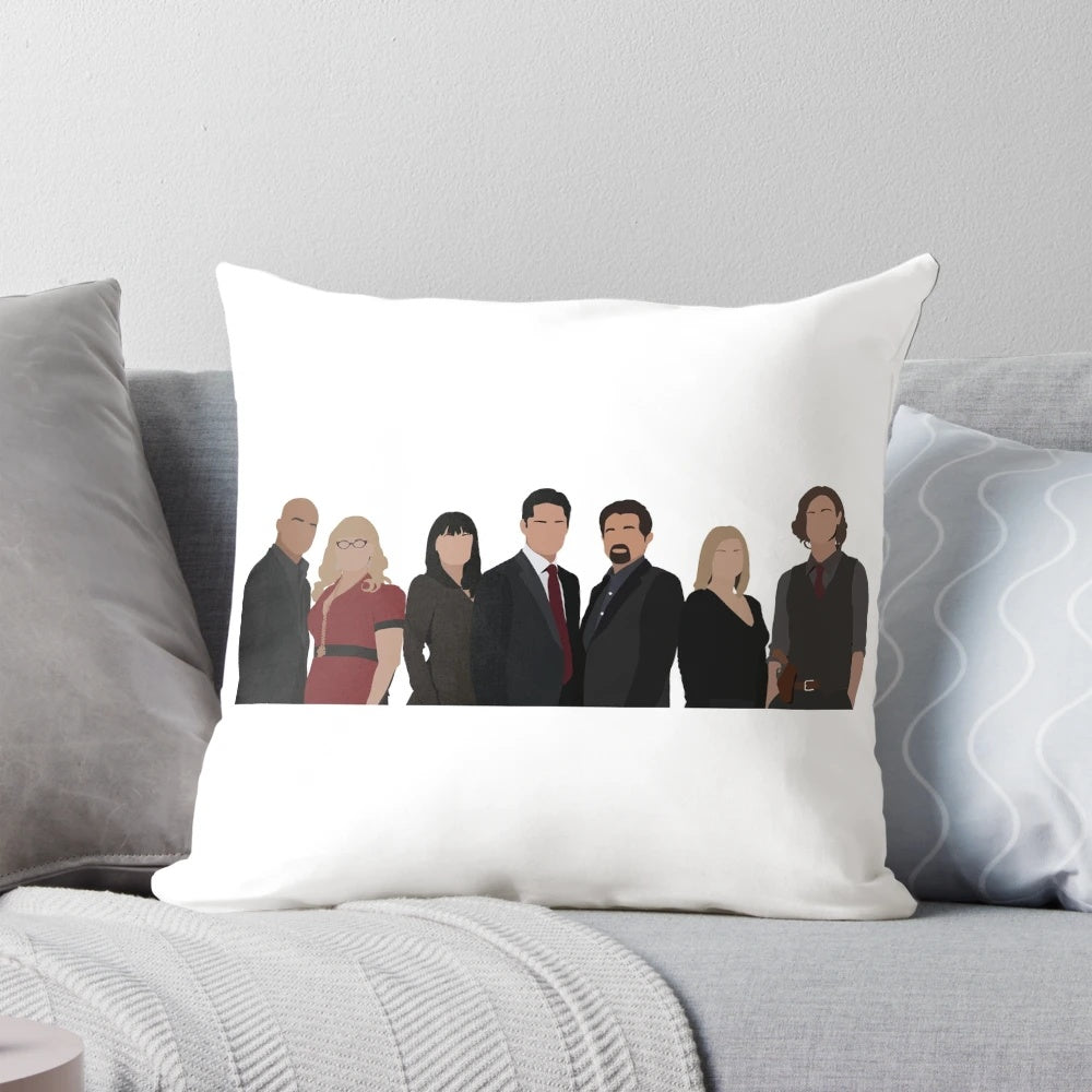 A plush, cozy pillow featuring the main characters from the TV show Criminal Minds.