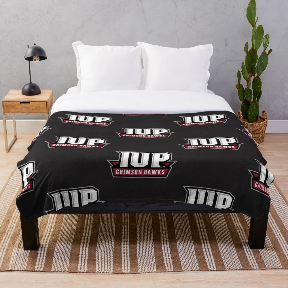 Crimson Hawks college sports fan plush blanket