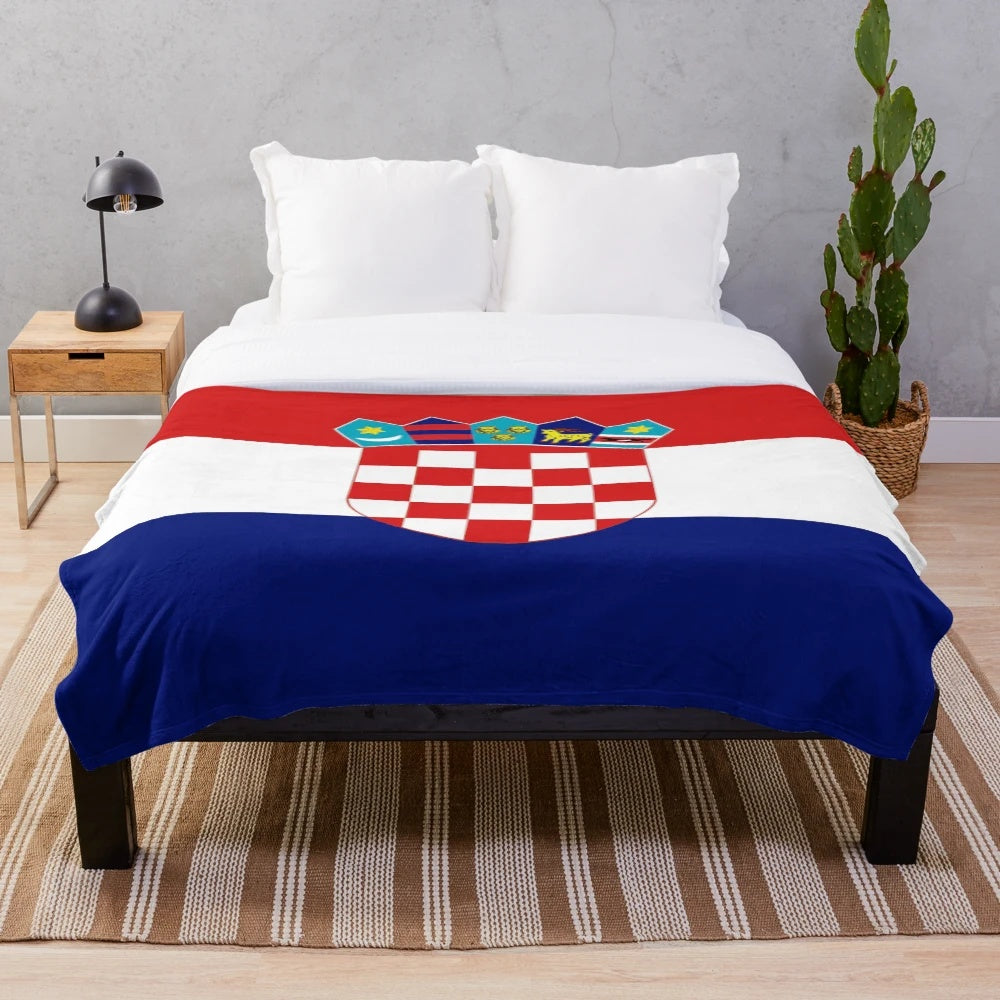 Croatia flag printed on a plush, soft blanket
