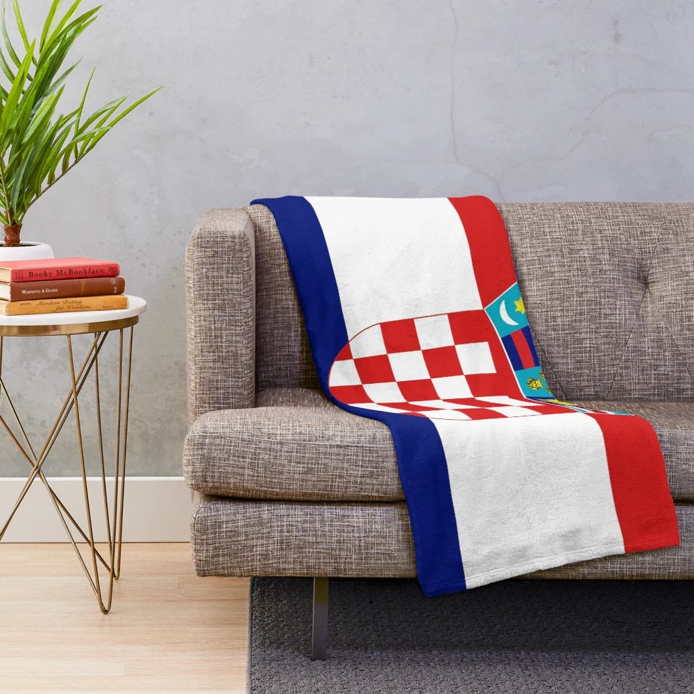 Croatia flag printed on a plush, soft blanket