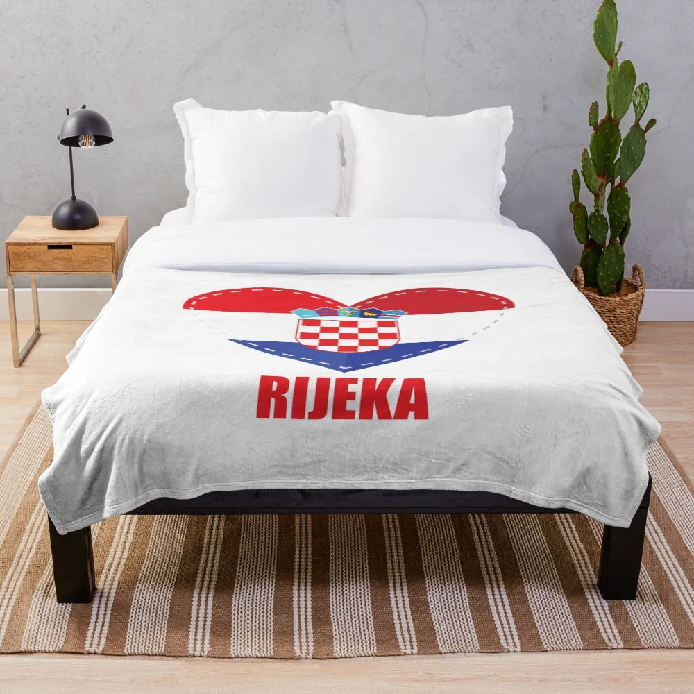 Soft and warm plush blanket featuring the Croatian city of Rijeka