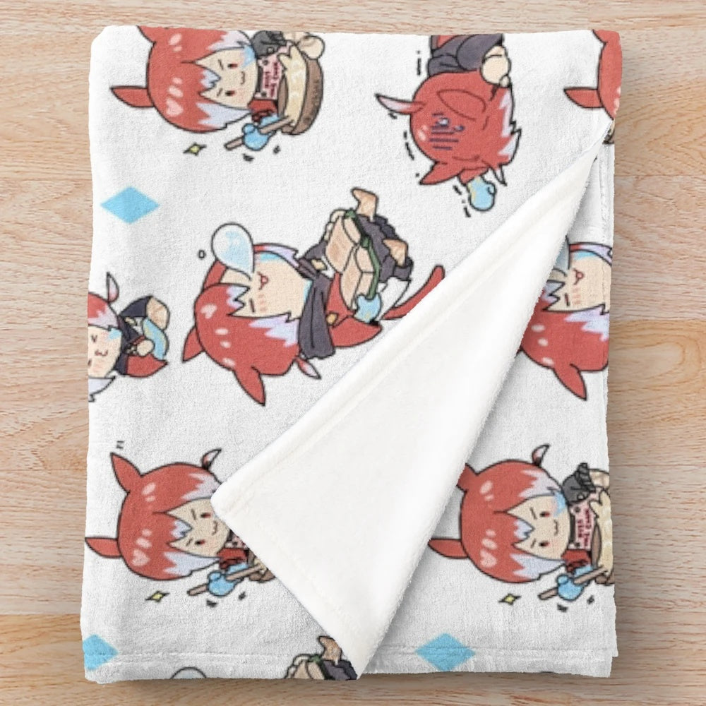 Cozy and stylized plush blanket featuring the character Crystal Exarch from the FFXIV video game