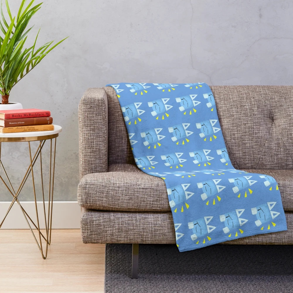 Sad cube plush blanket with geometric design
