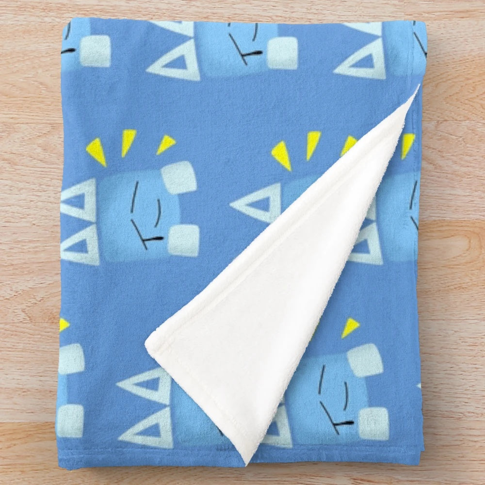 Sad cube plush blanket with geometric design