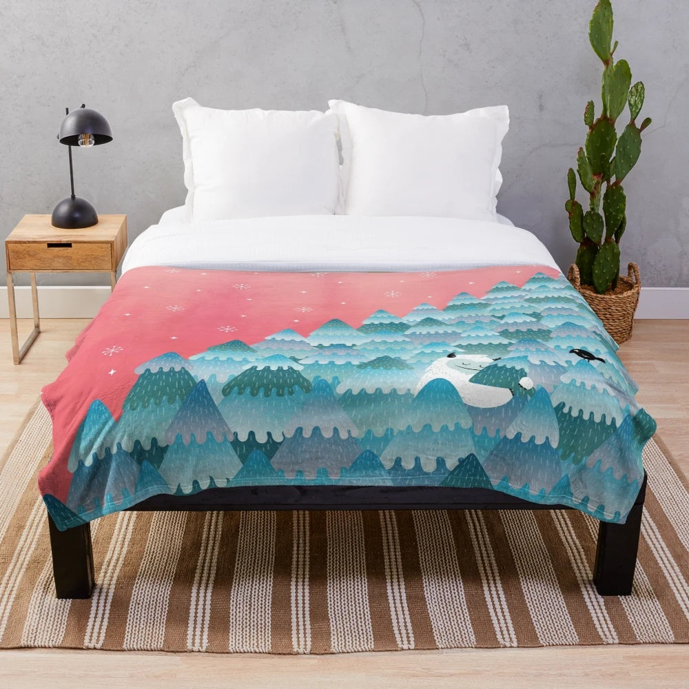 Tree Hugger Plush Blanket featuring a cozy and cuddly monster or yeti design