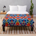 Soft and colorful cultural floral pattern plush blanket