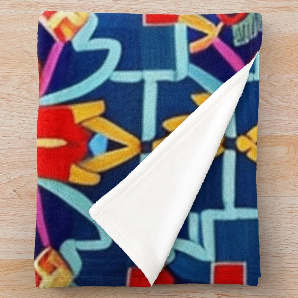 Soft and colorful cultural floral pattern plush blanket
