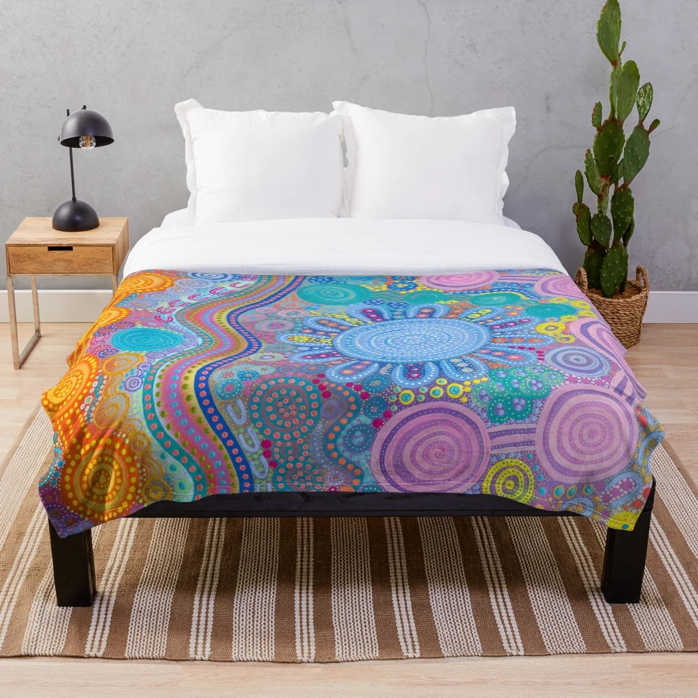 Indigenous-inspired plush blanket for family gatherings