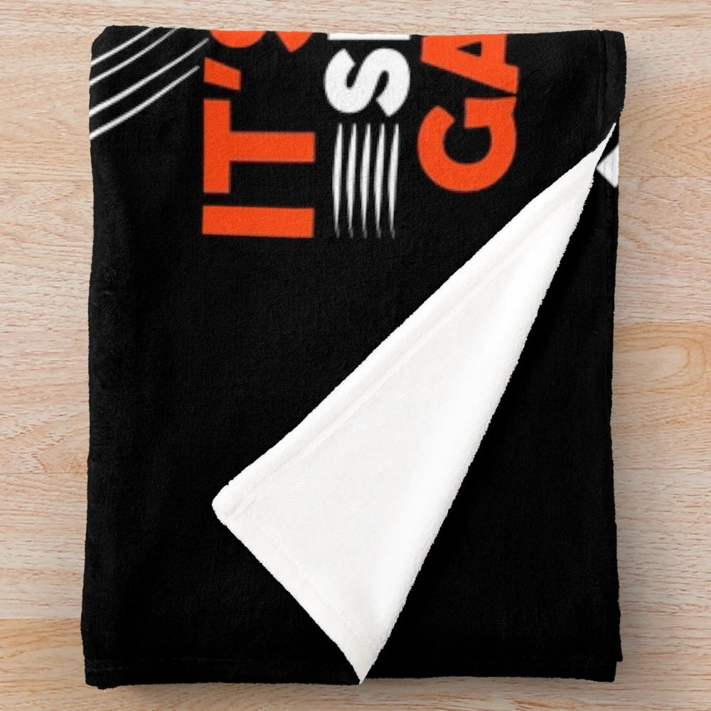 Curling blanket with curling stone design for winter sports fans