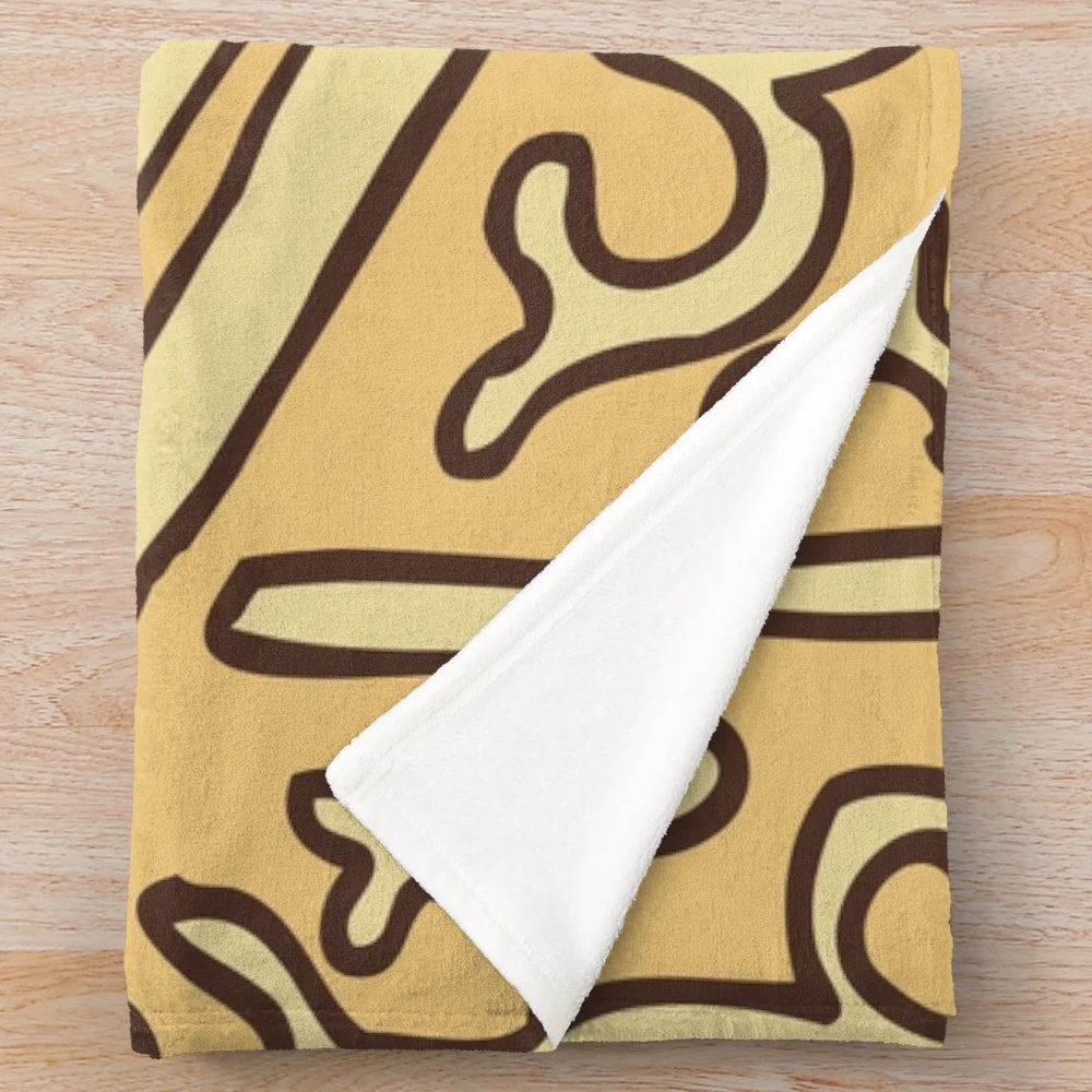 Custard cream biscuit plush blanket with a hand-drawn design
