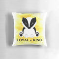 A soft, plush pillow featuring a cute badger design, perfect for fans of the Harry Potter universe.