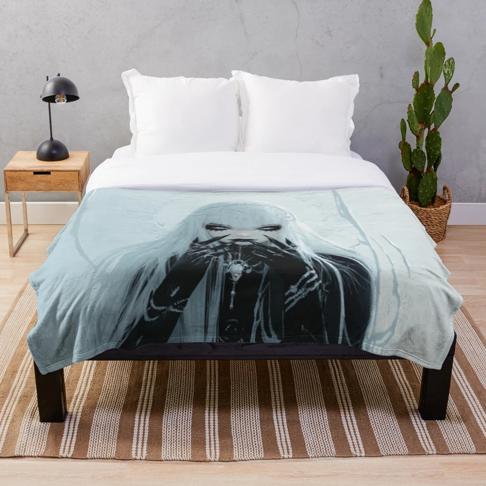 Soft, plush blanket featuring a cyber goth anime girl design