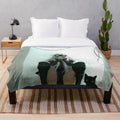 Soft and plush cyberpunk-themed blanket featuring an anime-style girl with white hair