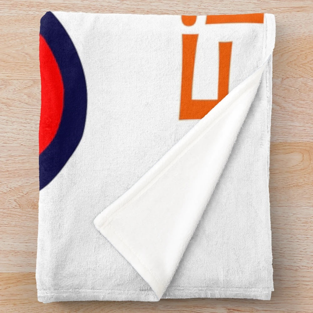 Cycling-themed plush blanket with a vintage, retro design