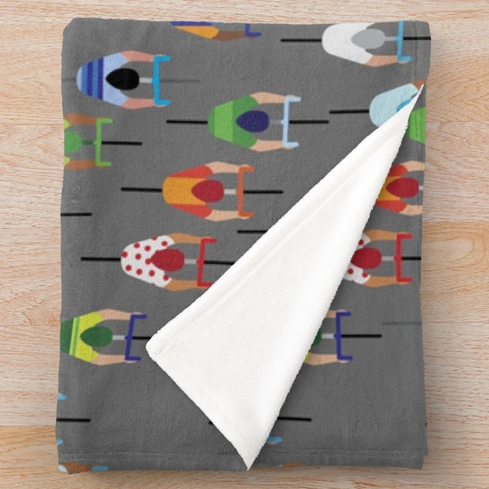 Peloton-inspired cycling plush blanket