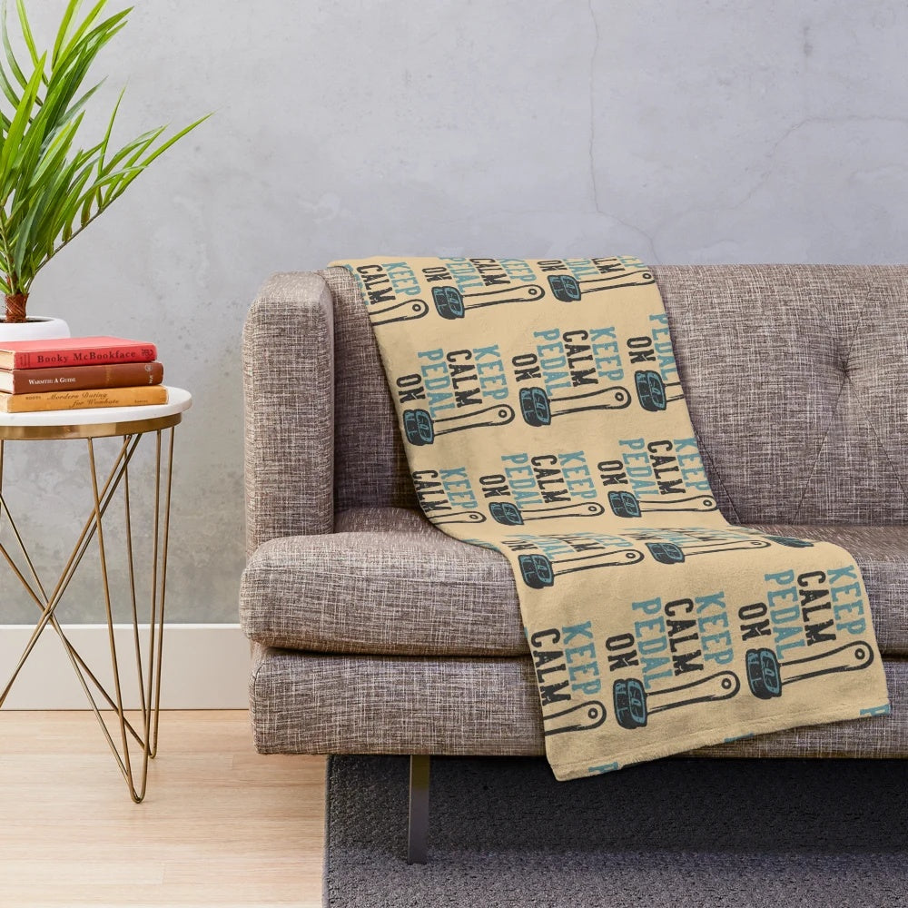 Keep Calm Cycling Plush Blanket with Bicycle Design