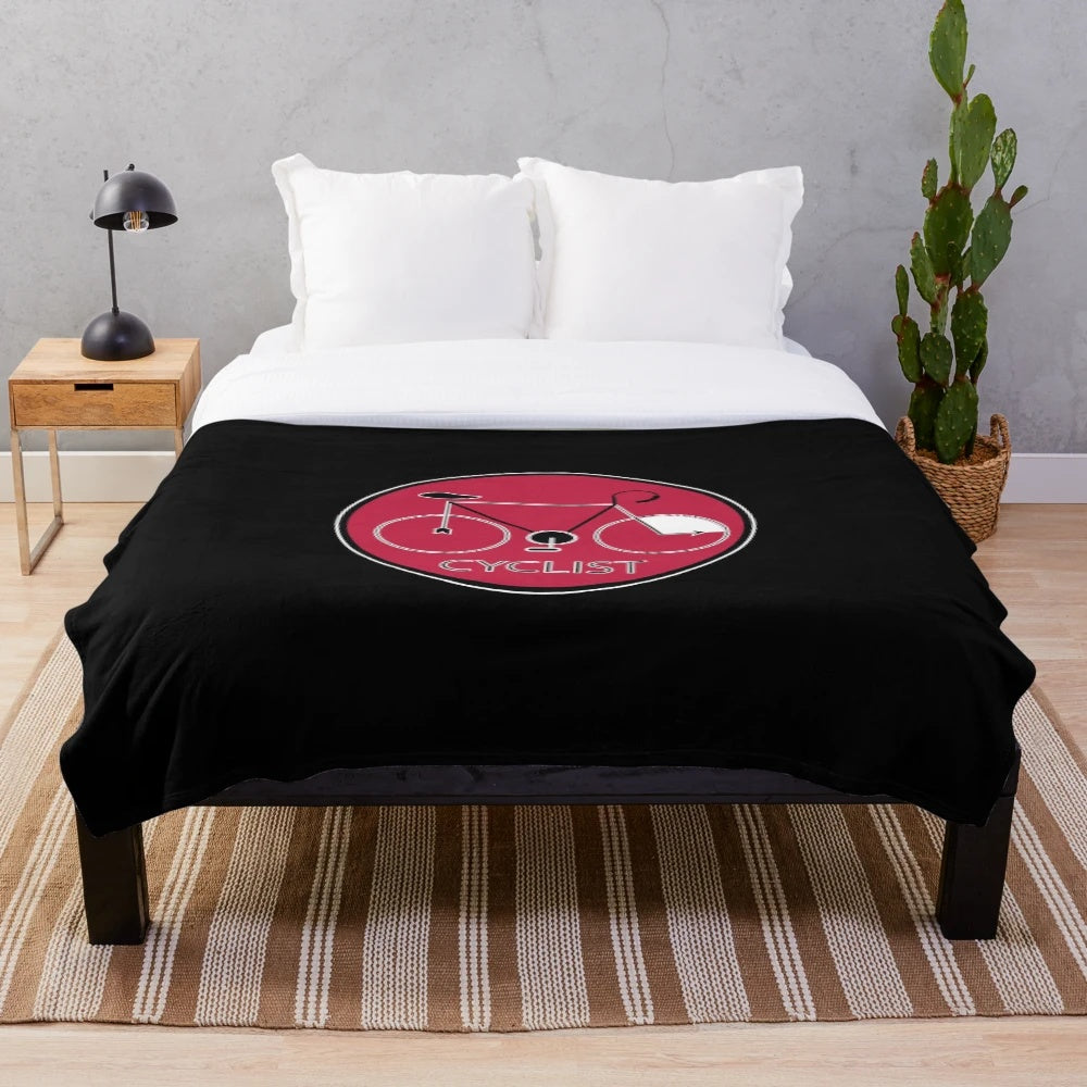 Cyclist Plush Blanket with Cycling Graphic