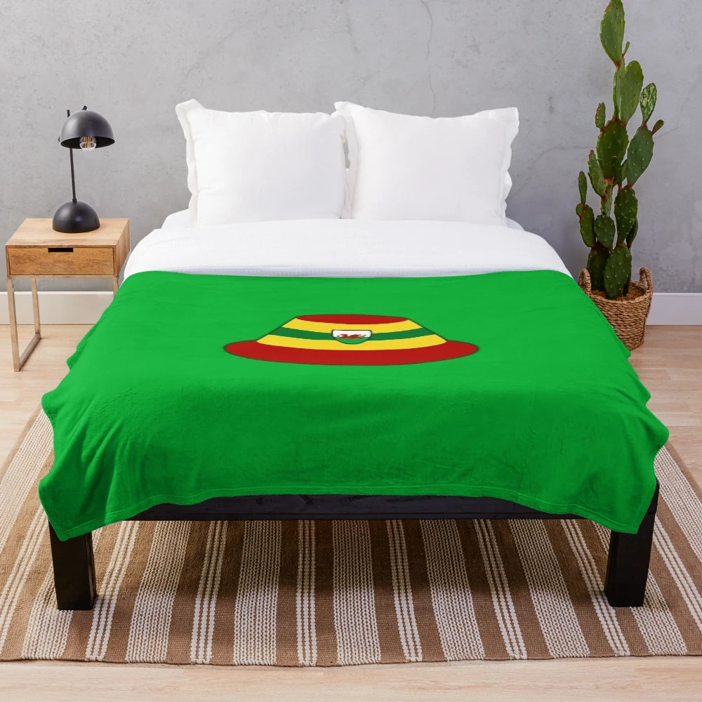 Cymru Plush Blanket with Retro Wales Football Design