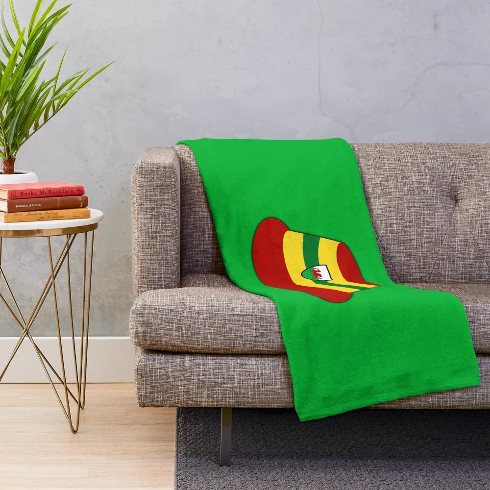 Cymru Plush Blanket with Retro Wales Football Design