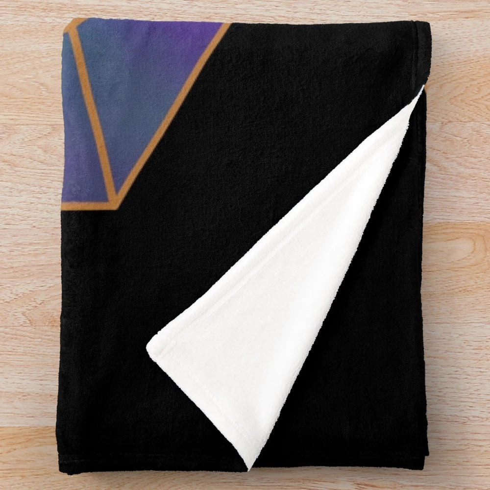 Dungeons and Dragons inspired plush blanket with galaxy and polyhedral dice design