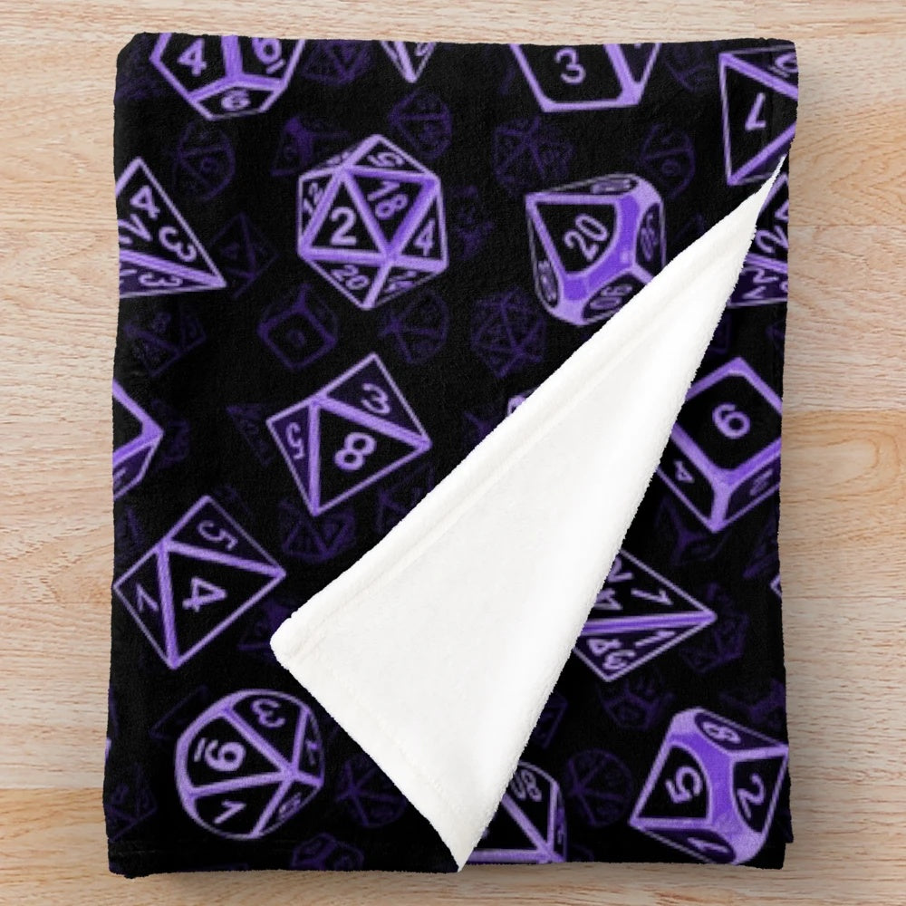 D20 dice pattern plush blanket