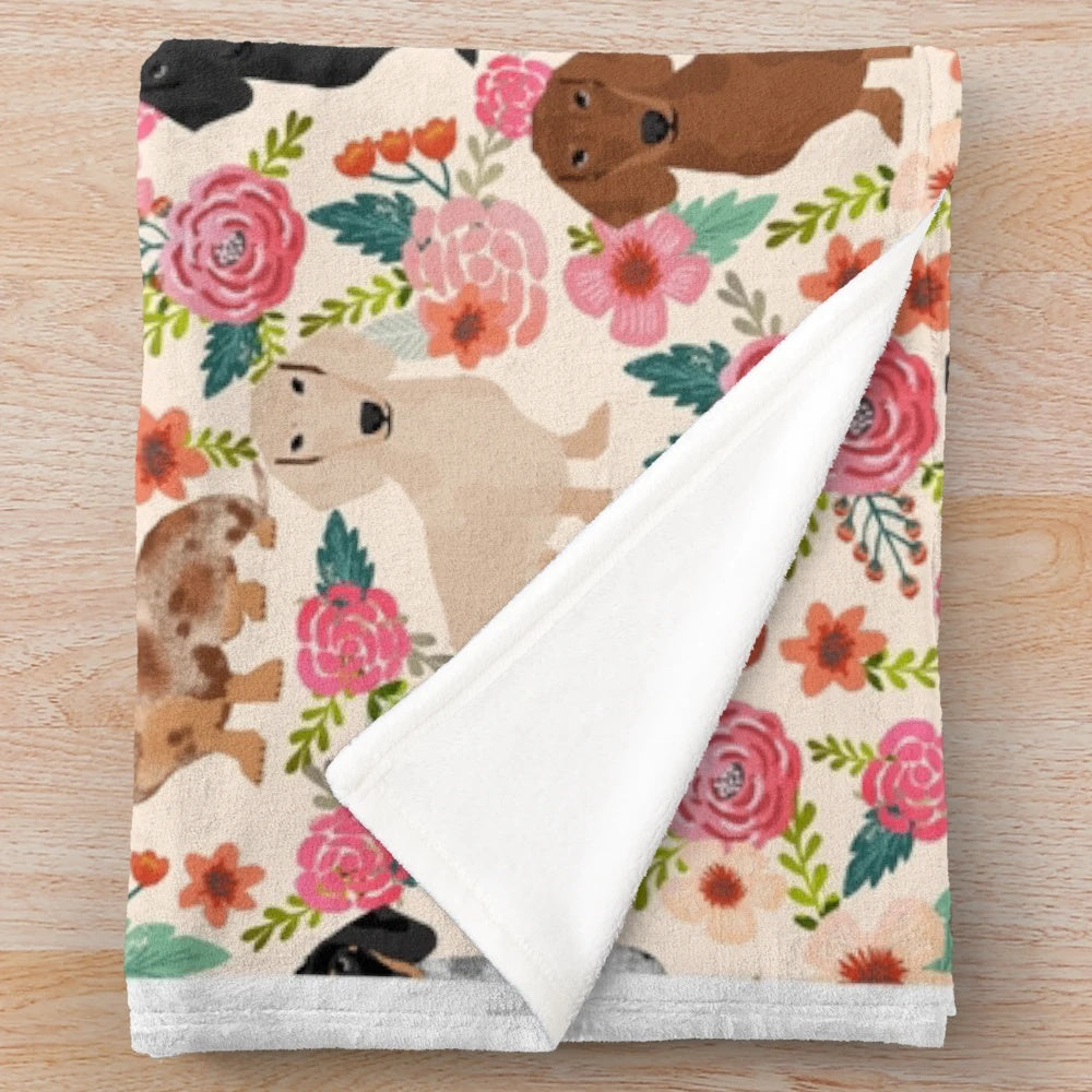 Dachshund floral plush blanket for dog owners and pet enthusiasts