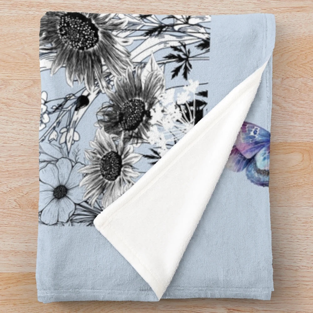 Soft and cuddly dachshund plush blanket with a beautiful floral design