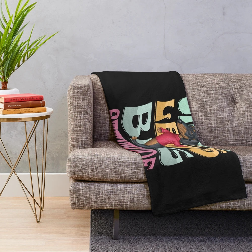 Dachshund Plush Blanket with 'Big Attitude' Design