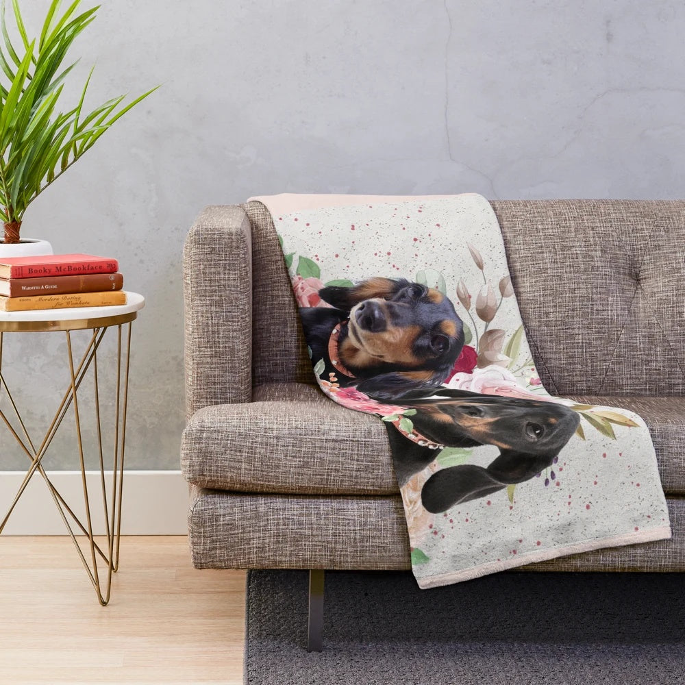 Adorable dachshund plush blanket