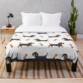 Black and tan dachshund sausage dog plush blanket