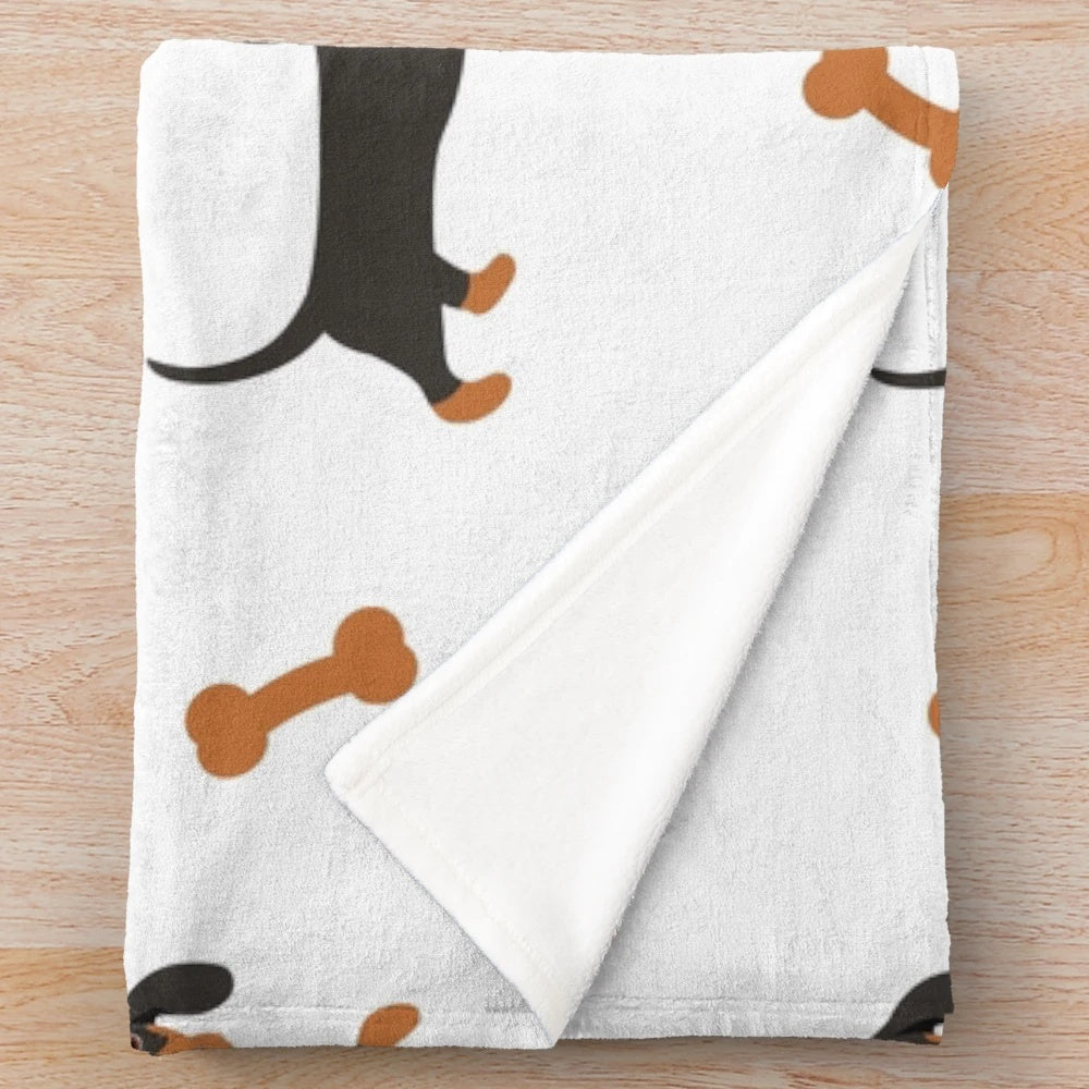 Black and tan dachshund sausage dog plush blanket