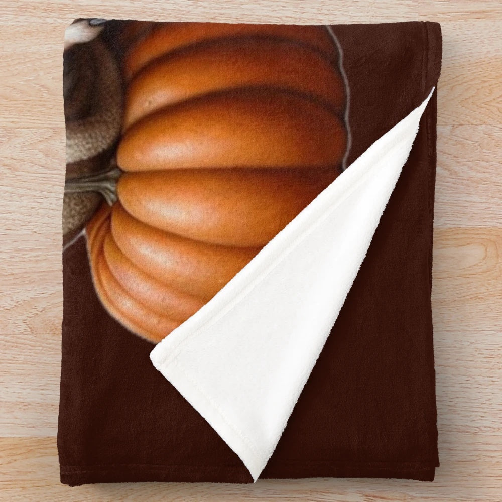 Dachshund plush blanket with autumn-themed "I'm the other Spice Girl-PUMPKIN" design