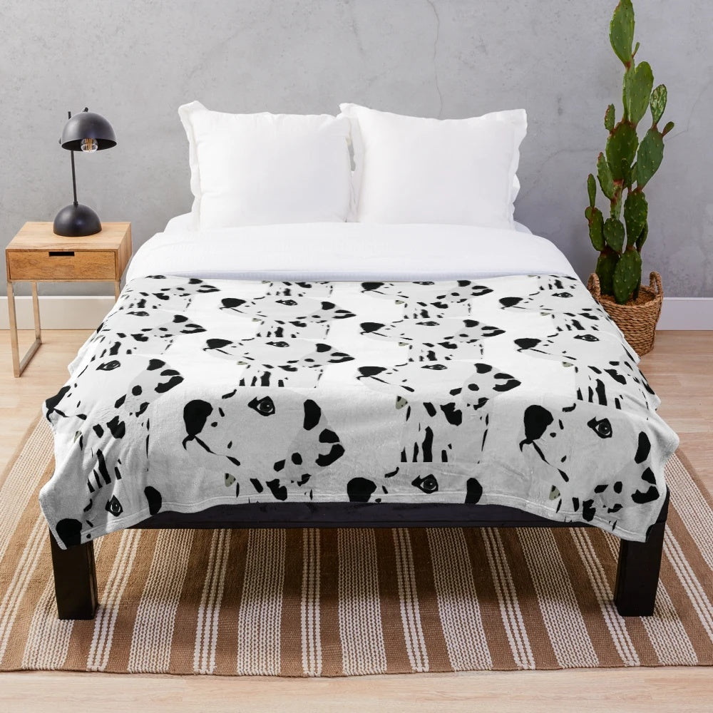 Soft plush dalmatian-themed blanket for pet and dog lovers