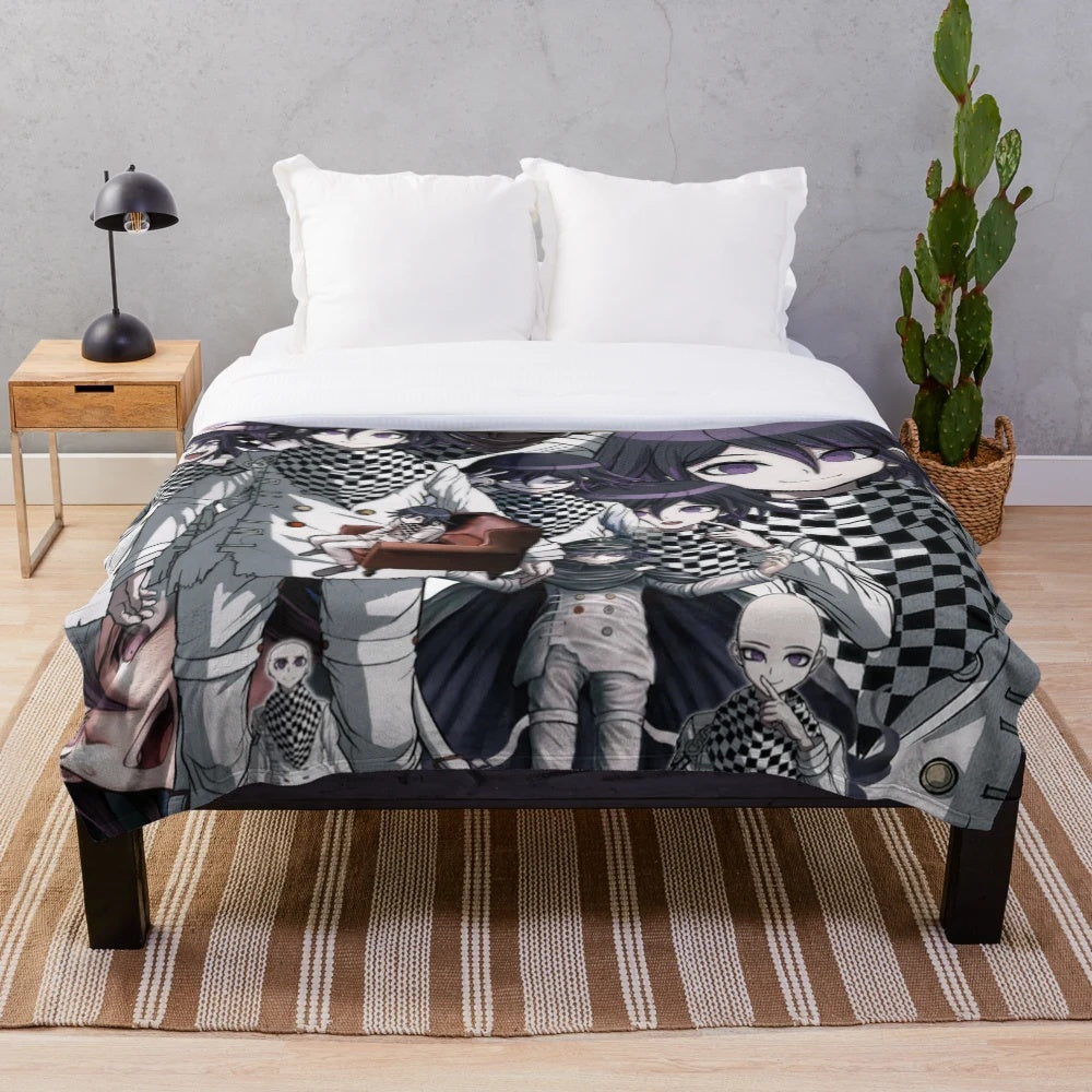 Plush blanket featuring Kokichi Oma from the Danganronpa anime series