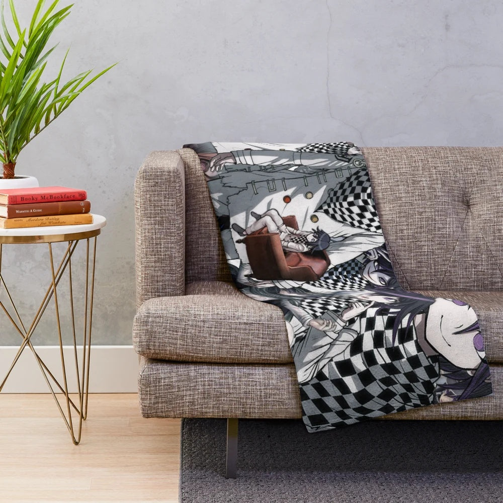 Plush blanket featuring Kokichi Oma from the Danganronpa anime series