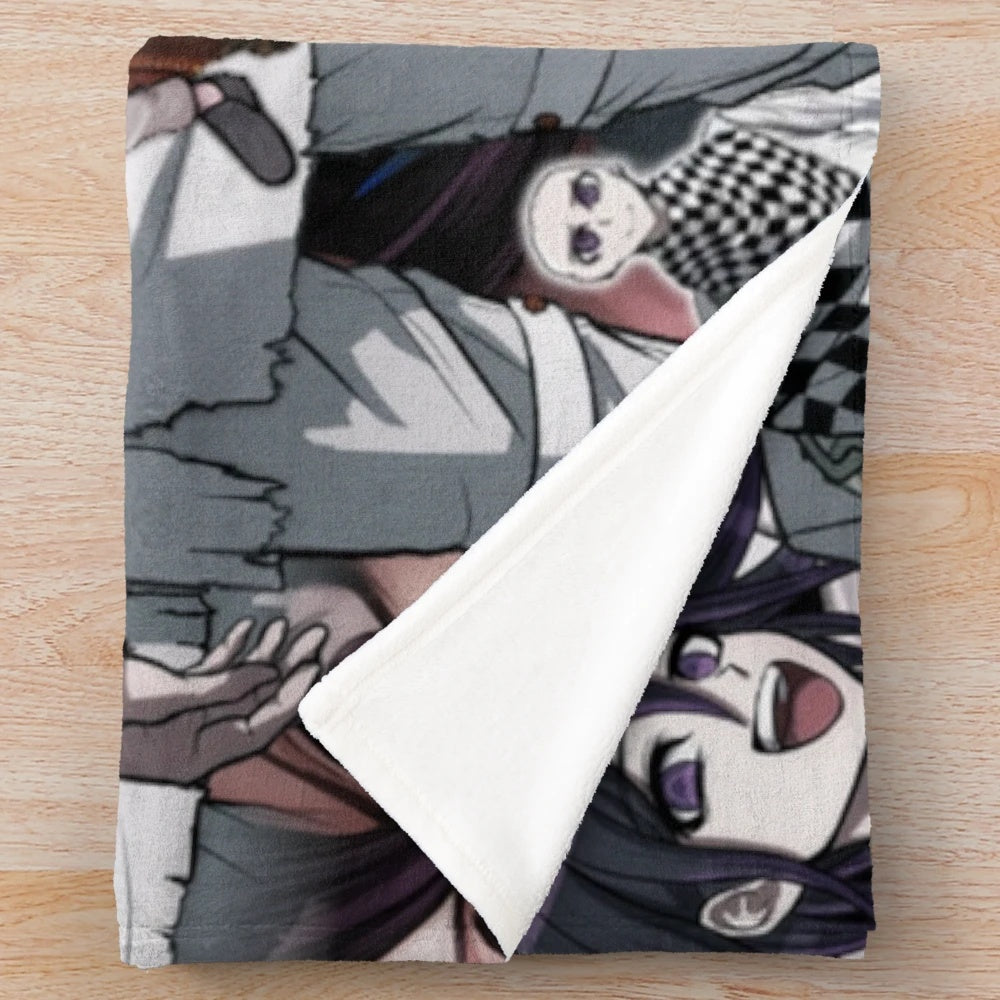 Plush blanket featuring Kokichi Oma from the Danganronpa anime series
