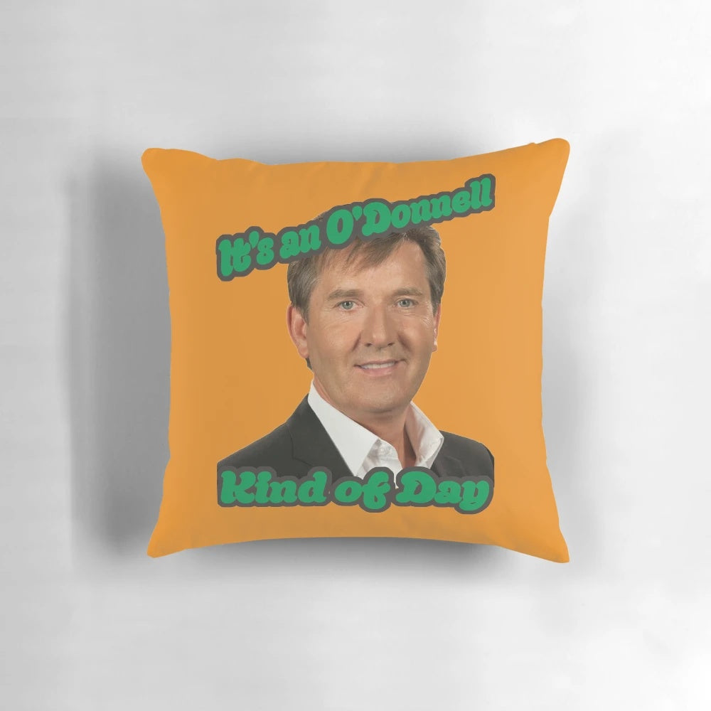 Daniel O'Donnell inspired throw pillow with decorative text design
