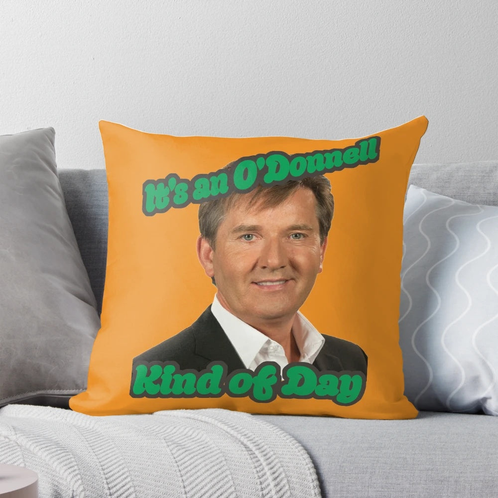 Daniel O'Donnell inspired throw pillow with decorative text design