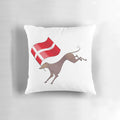 Pillow featuring a playful design of Danish greyhounds and the Danish flag