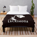 Soft, plush blanket with a dark, gothic-inspired design referencing the band Lacrimosa