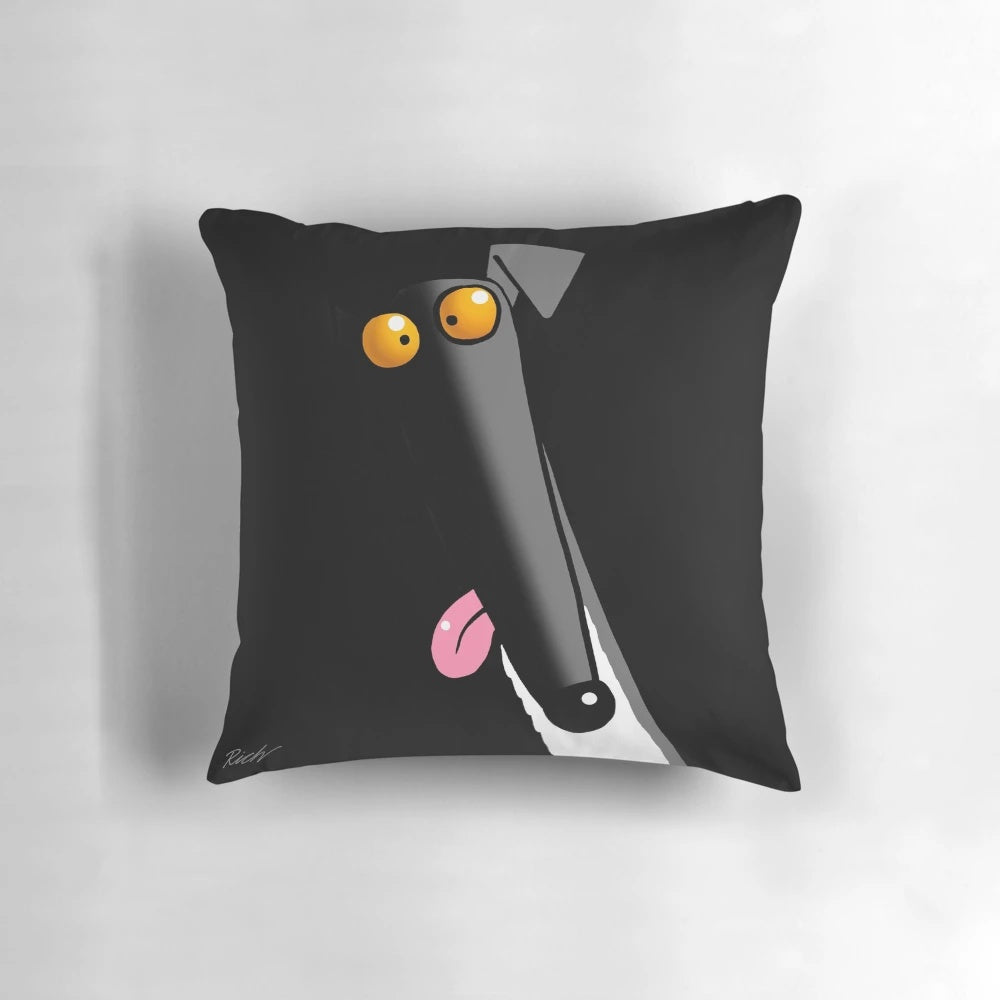 Decorative black and white cartoon dog pillow for pet lovers
