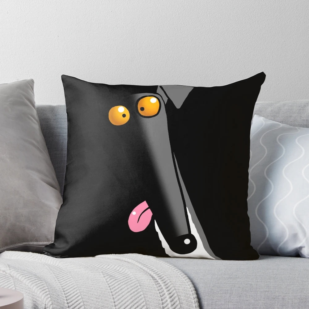 Decorative black and white cartoon dog pillow for pet lovers