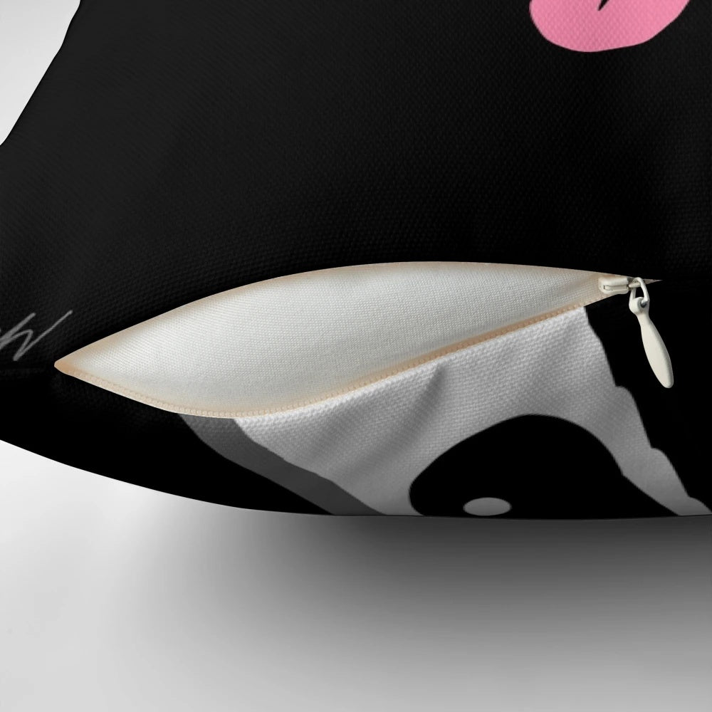 Decorative black and white cartoon dog pillow for pet lovers