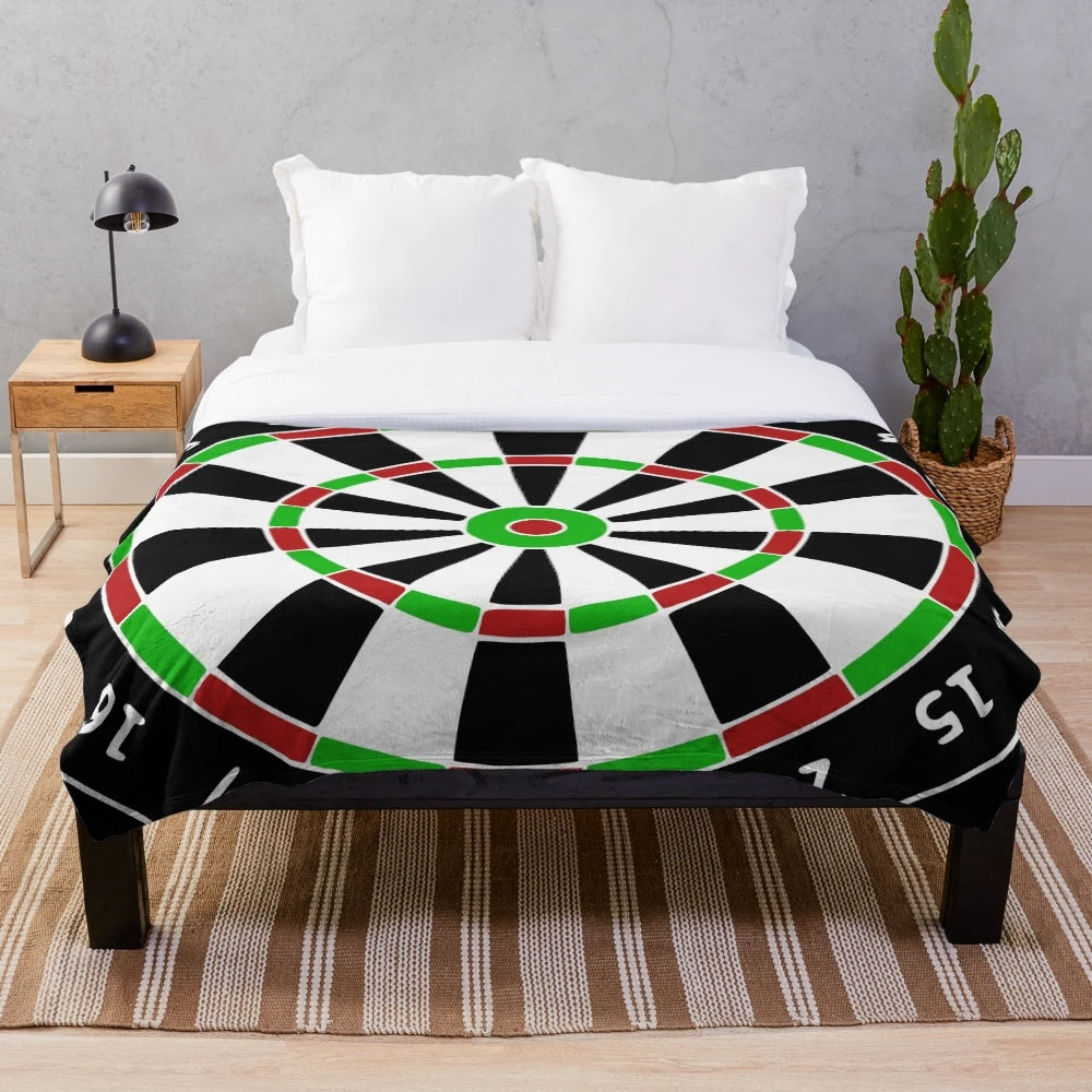 Soft and Cuddly Dart Plush Blanket with Dartboard Bull's Eye Pattern