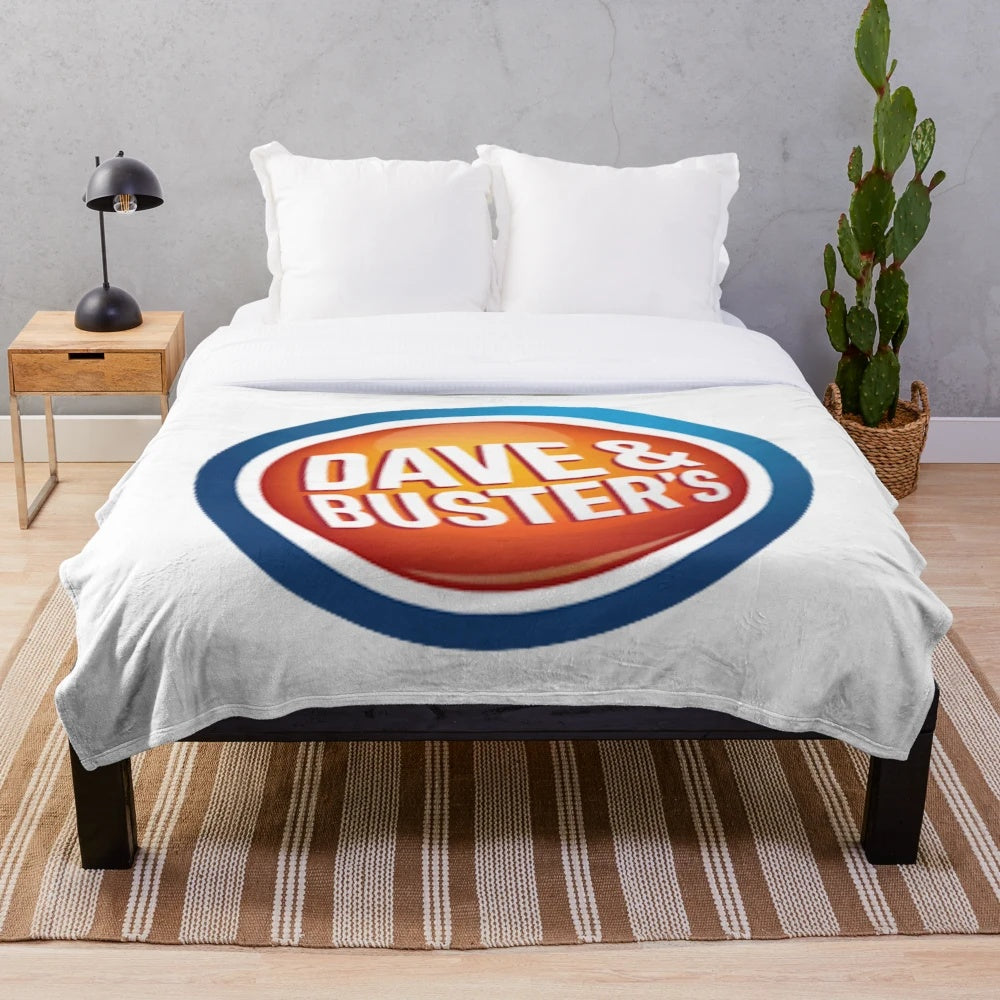 Soft and comfortable Dave & Buster's-inspired plush blanket featuring the iconic logo